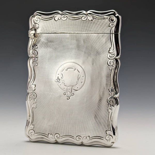 1855 British antique sterling silver card case 55g Nathaniel Mills